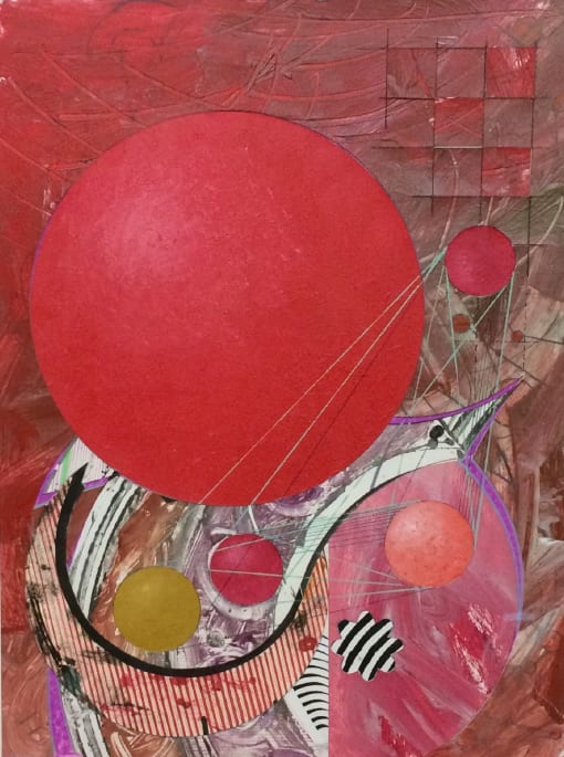 Robert Reed Galactic Journal, Untitled #1282001 Collage - Acrylic and marker on paper on foam board Unframed: 50.8 x 38.1...
