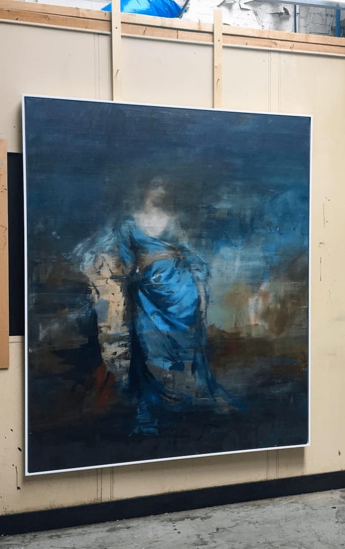 Jake Wood-Evans, Portrait of a Woman in Blue Silk, after Reynolds, 2017