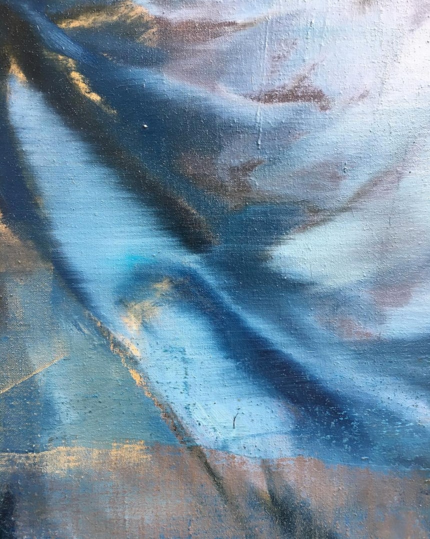 Jake Wood-Evans, Portrait of a Woman in Blue Silk, after Reynolds, 2017