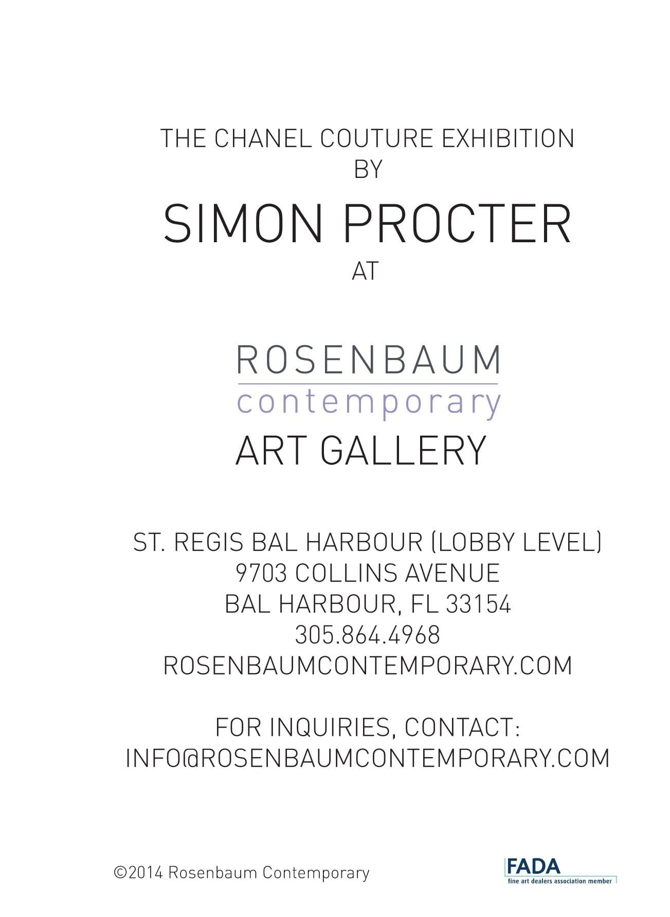 Invitation for the Chanel Couture Exhibition at Rosenbaum Contemporary