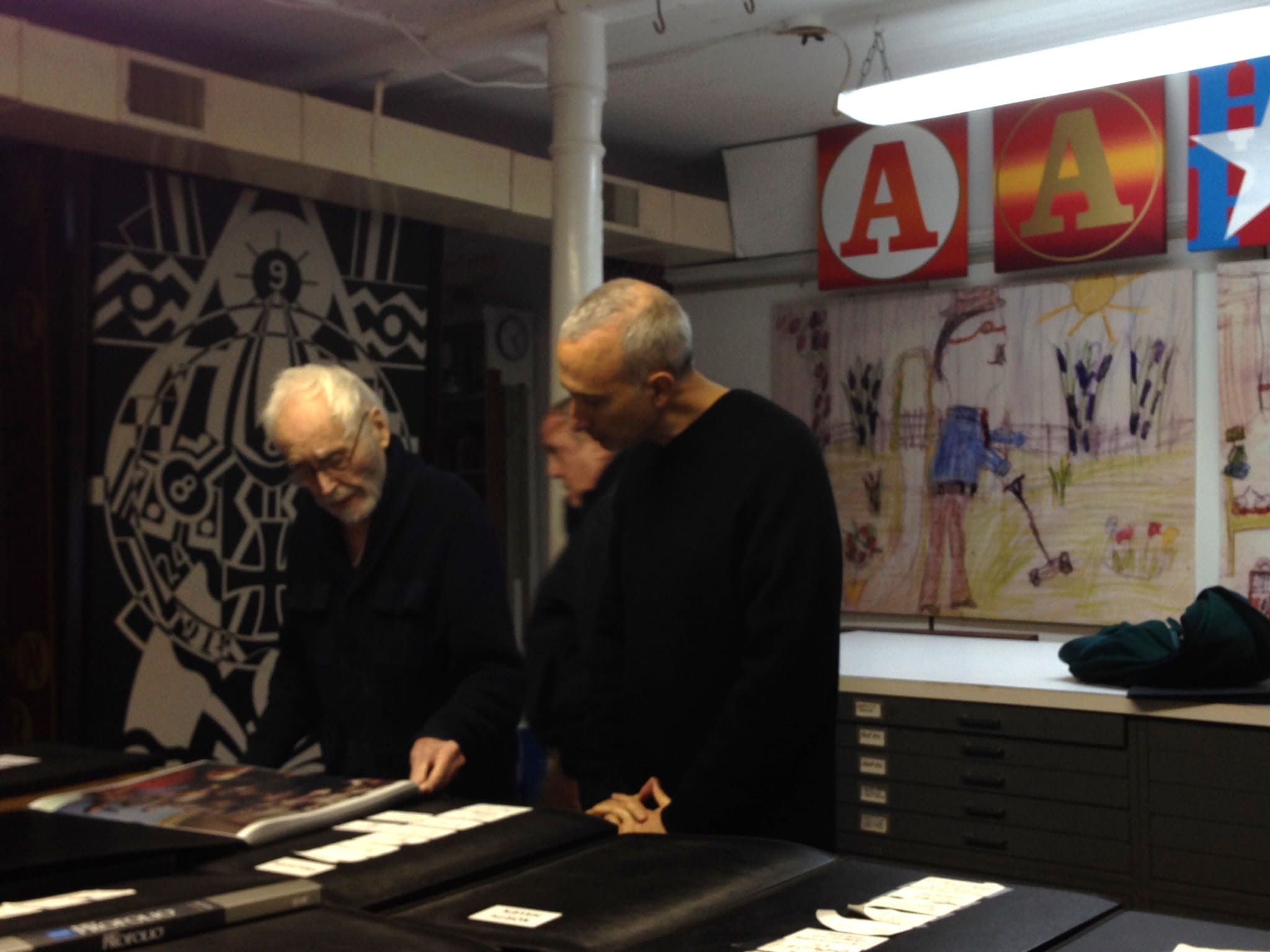 Robert Indiana and Howard Rosenbaum in Robert's studio.