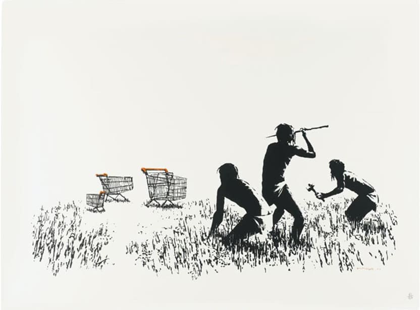 Banksy, Trolley Hunters B&W, 2006