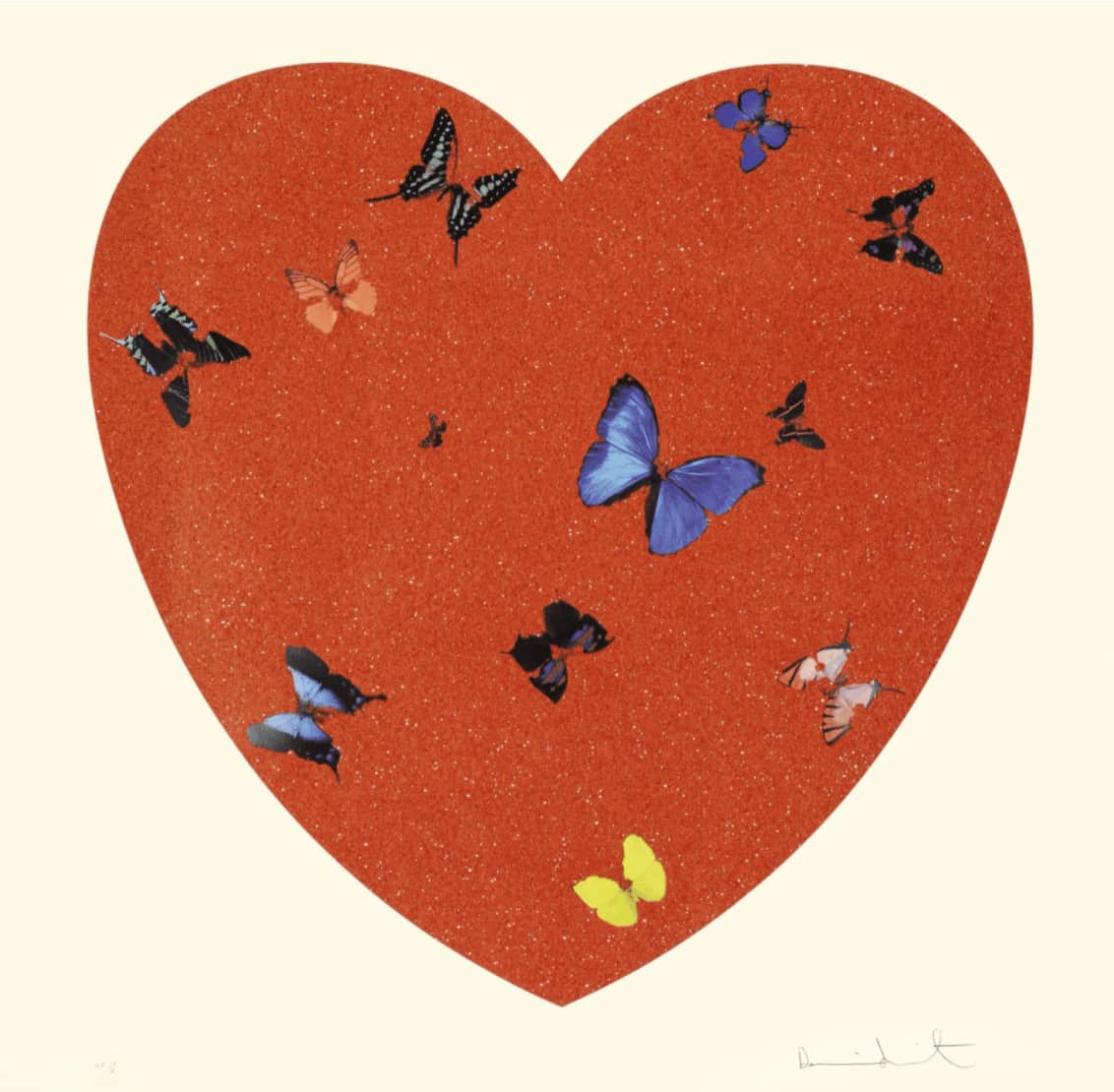 Damien Hirst All You Need is Love, Love, Love Screenprint in colors with diamond dust on wove paper