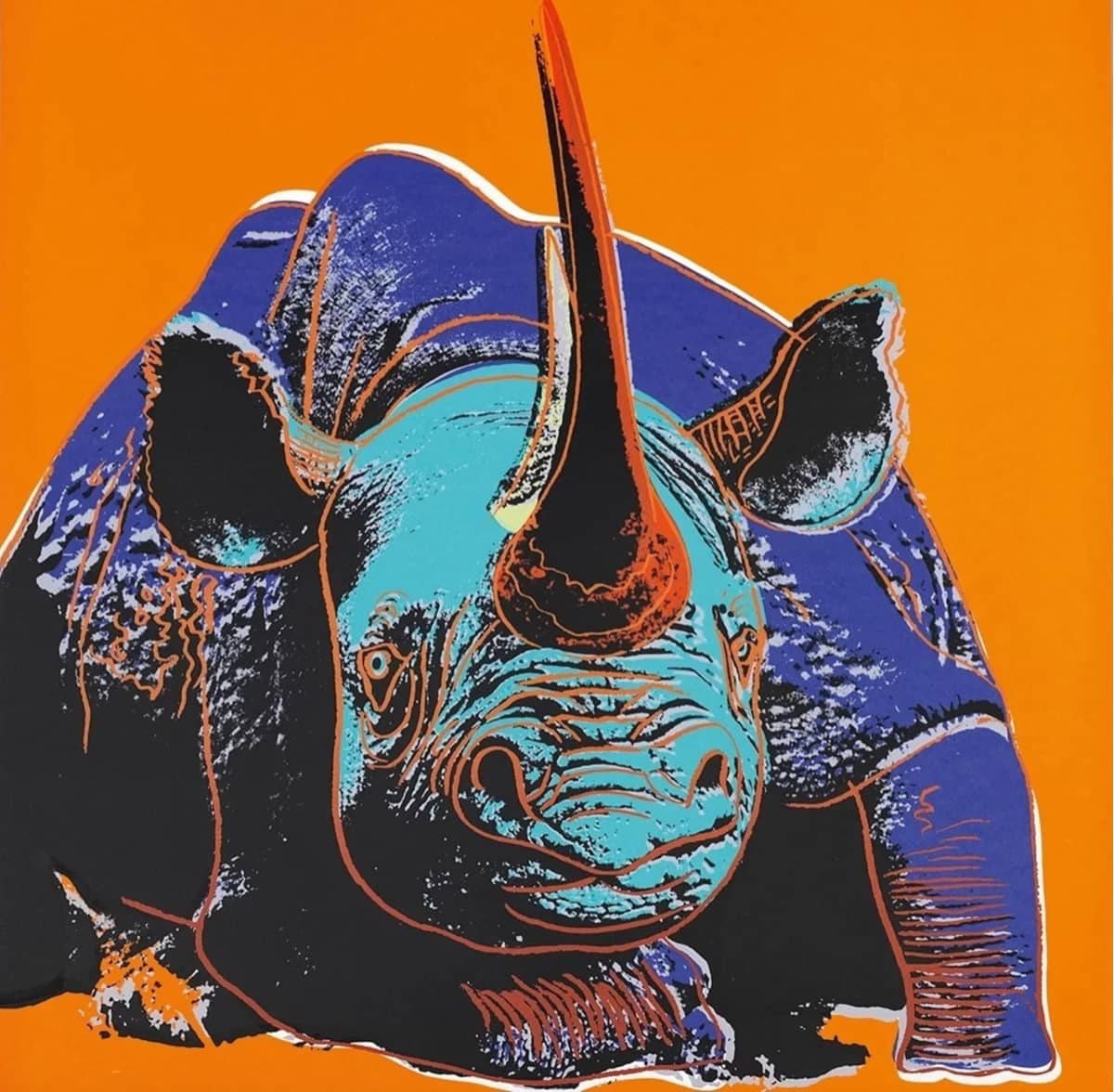 Andy Warhol Black Rhinoceros, From Endangered Species Screenprint in colours on Lenox Museum Board