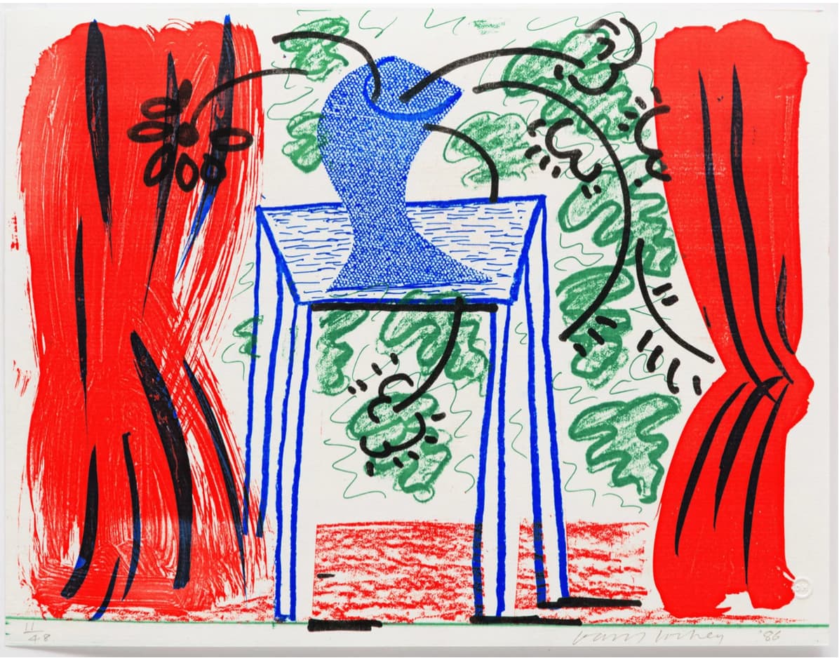 David Hockney Still Life With Curtains Home made print executed on office colour copy