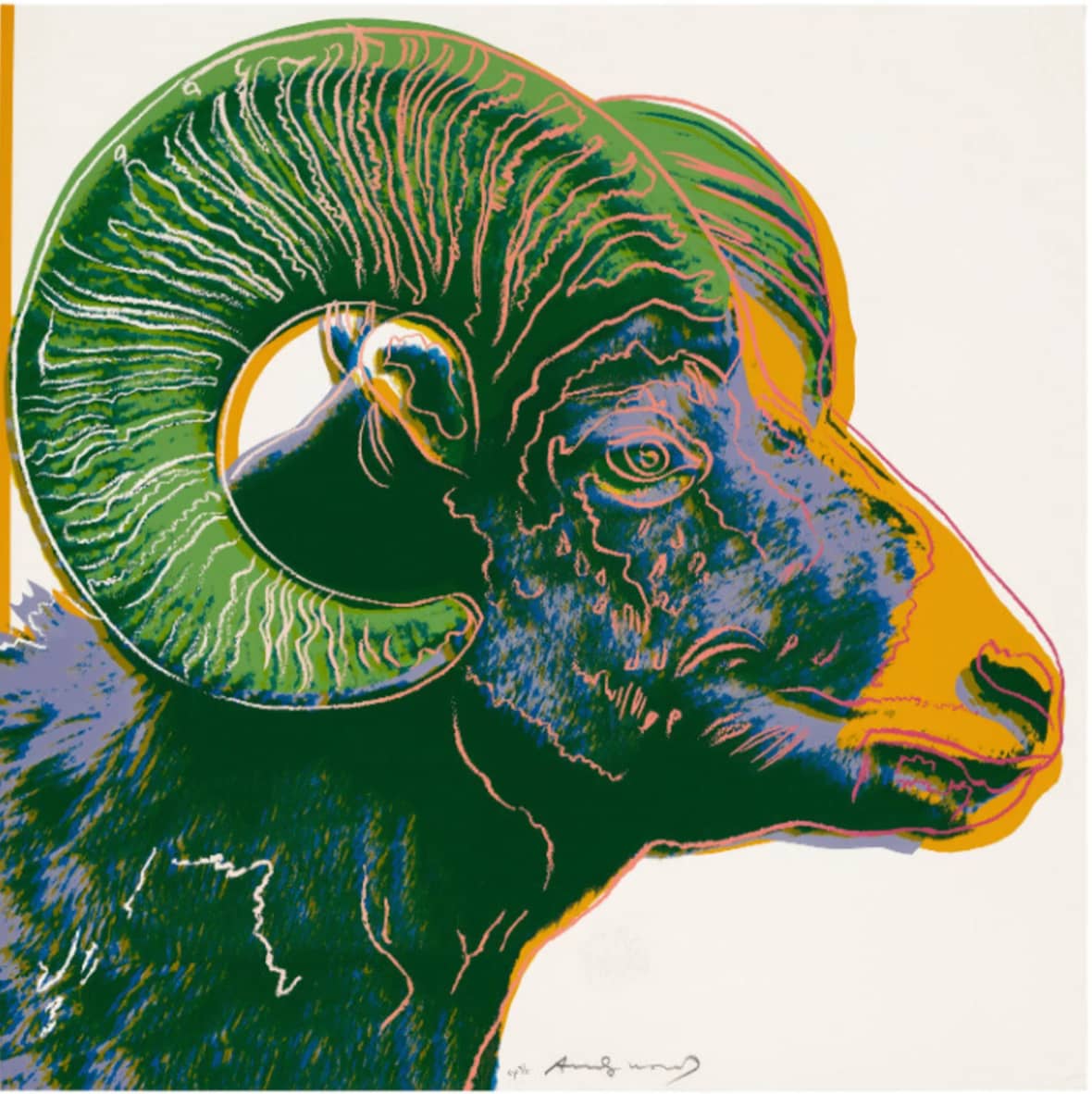 Andy Warhol Bighorn Ram, from Endangered Species Screenprint on Lenox Museum Board