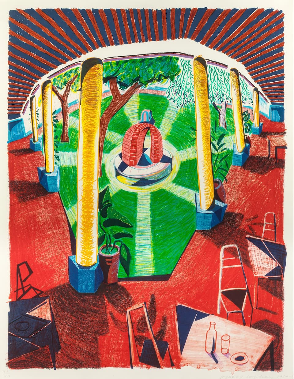 David Hockney View of Hotel Well III (from the Moving Focus series) Lithograph in colours