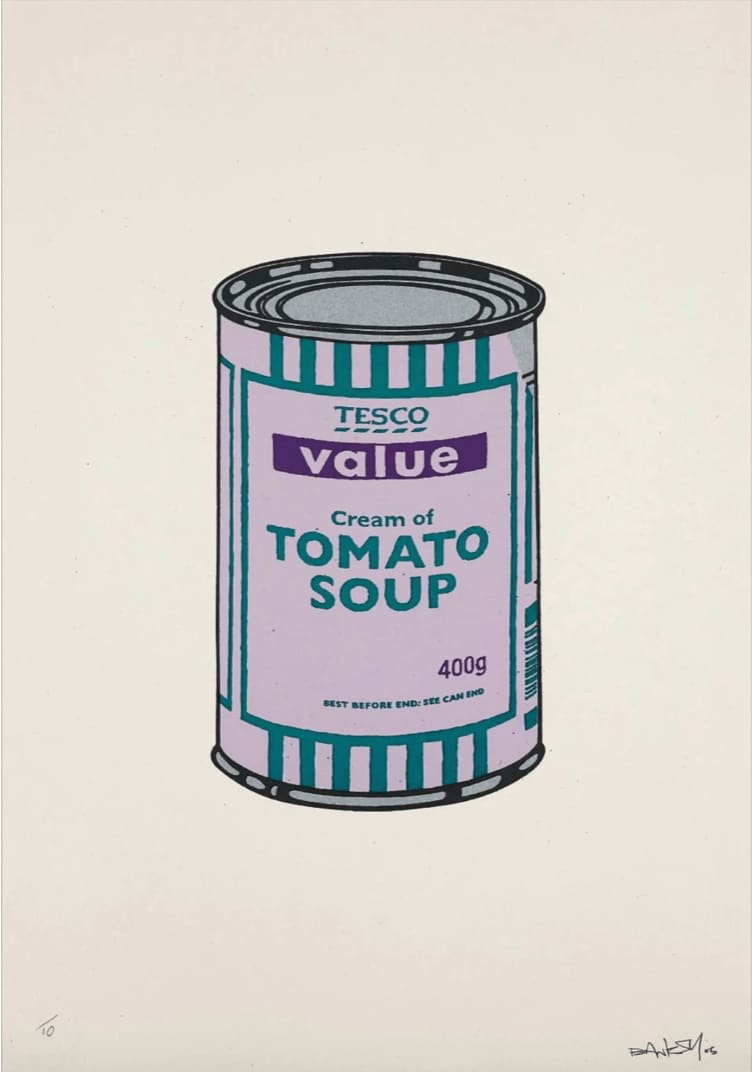 Banksy, Soup Can (Lilac, Emerald and Purple) Signed , 2005