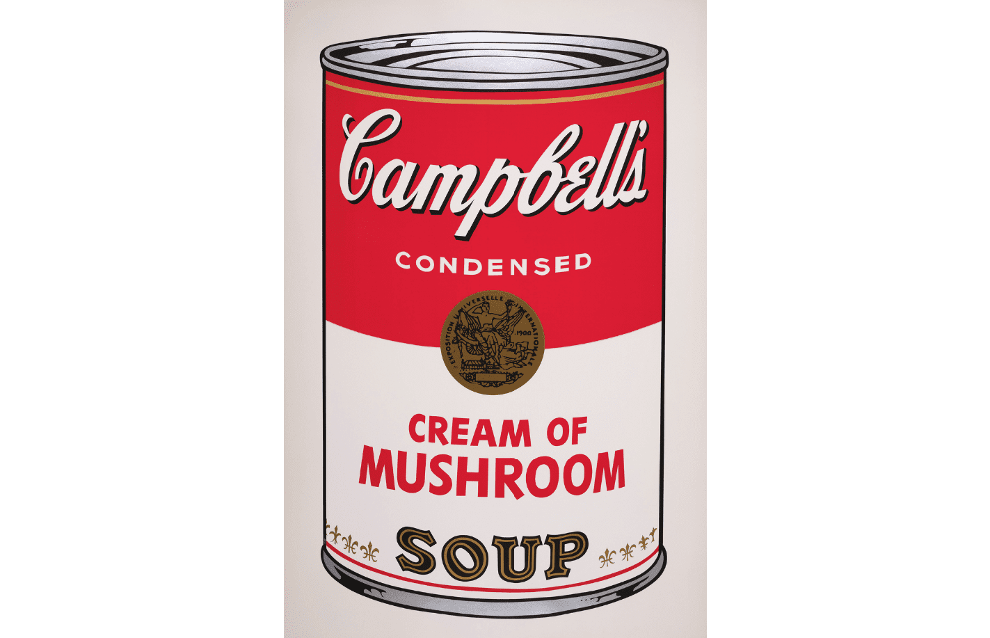 Andy Warhol, Campbell’s Soup Can: Cream of Mushroom Soup, 1968