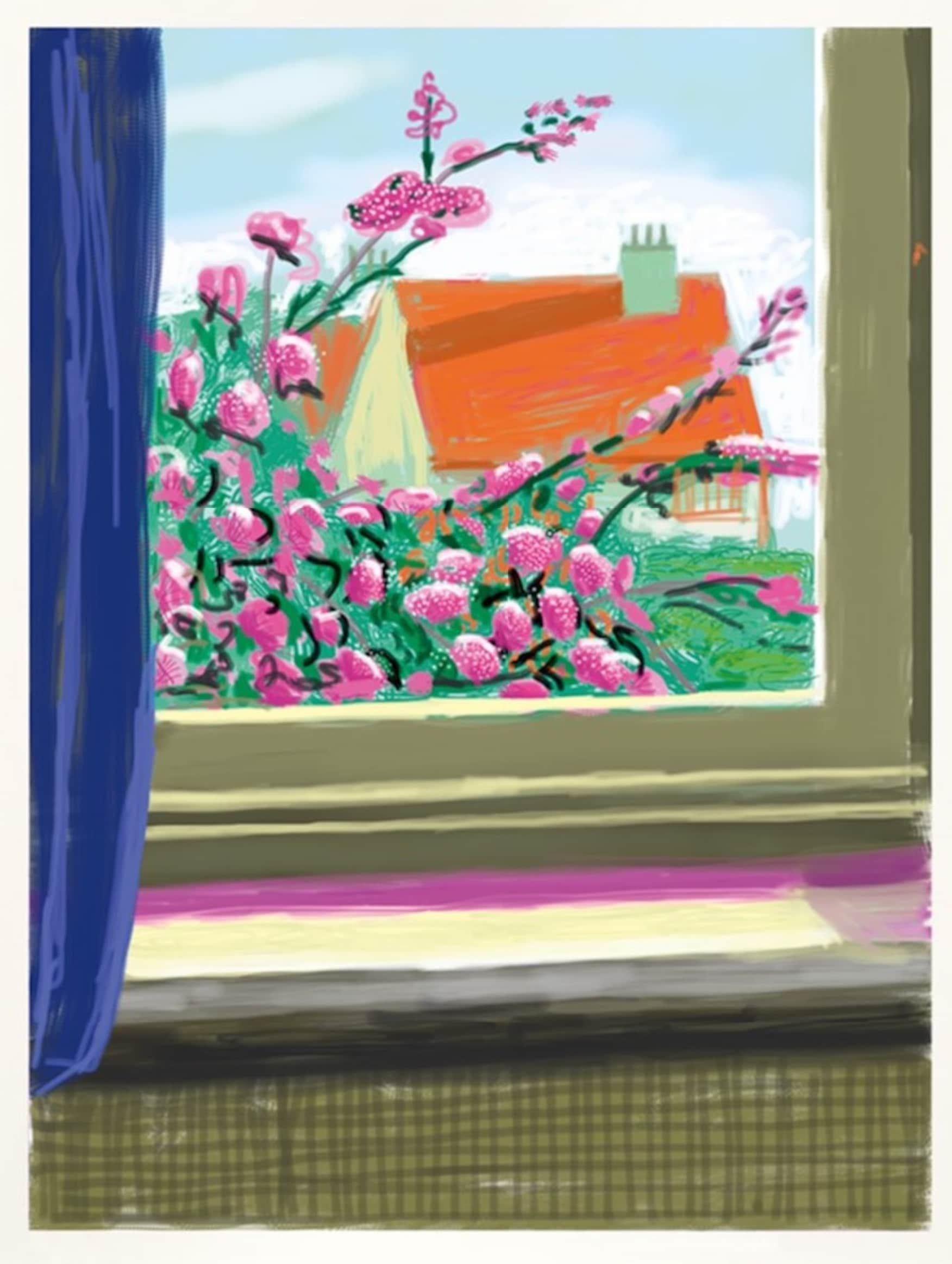 David Hockney iPad Drawing my Window - Untitled 'No. 778', 17th April 2011 Do remember they can't cancel the spring...