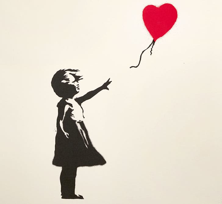 Girl with Balloon - artwork by Banksy, owned by Angelina Jolie and Brad Pitt