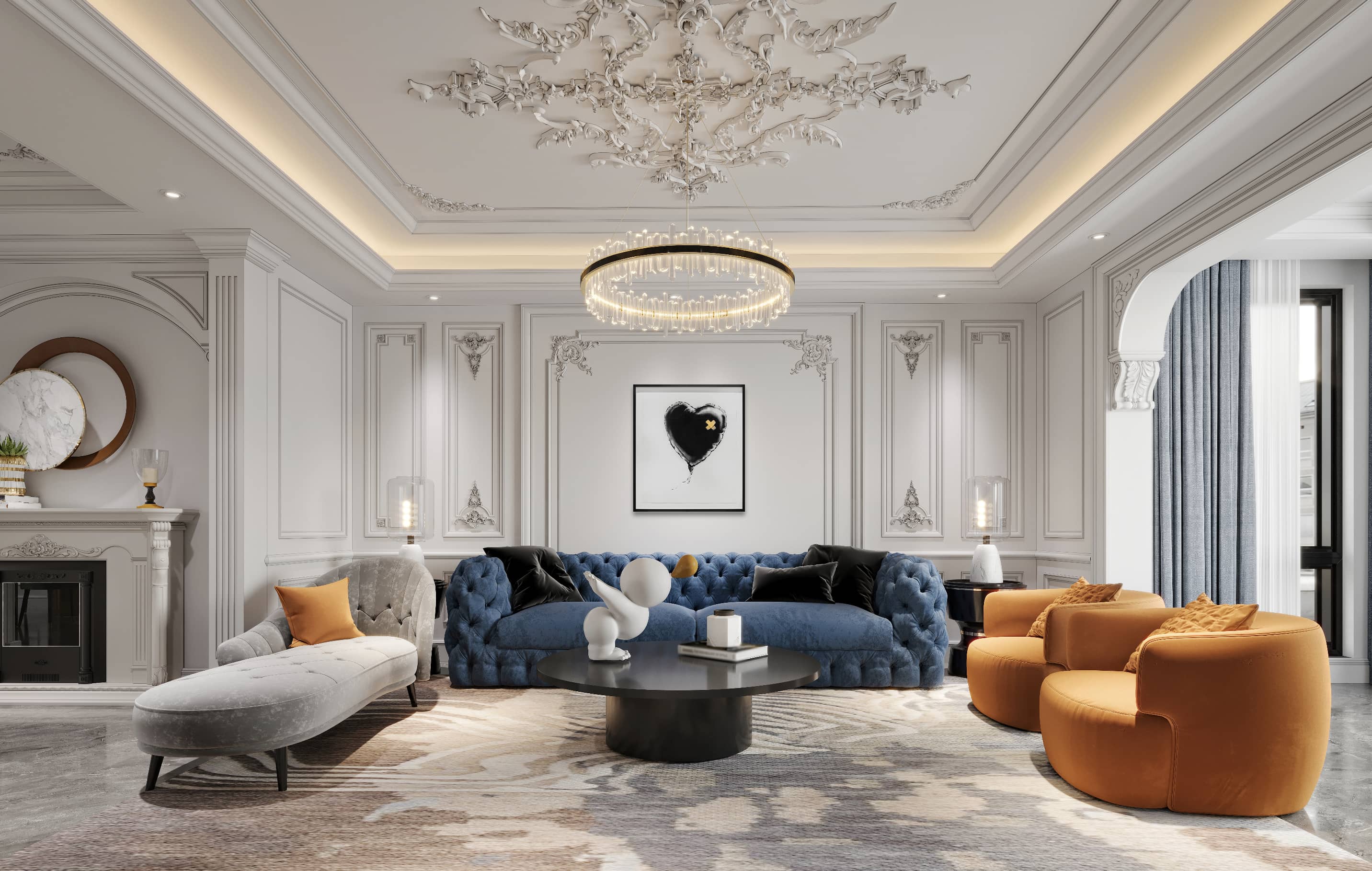 A beautifully lit parlour displays contemporary art investments for visitors who are curious about how to invest in art.