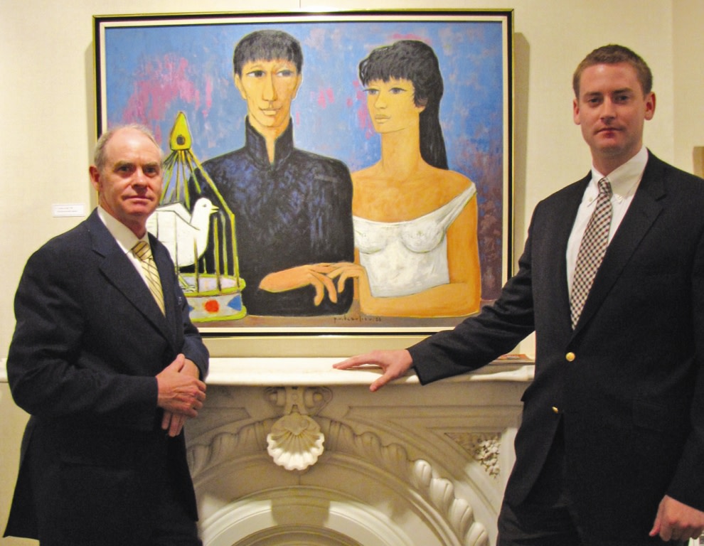 Alan (left) and Jonathan Klinkhoff with Beaulieu's 1956 painting 