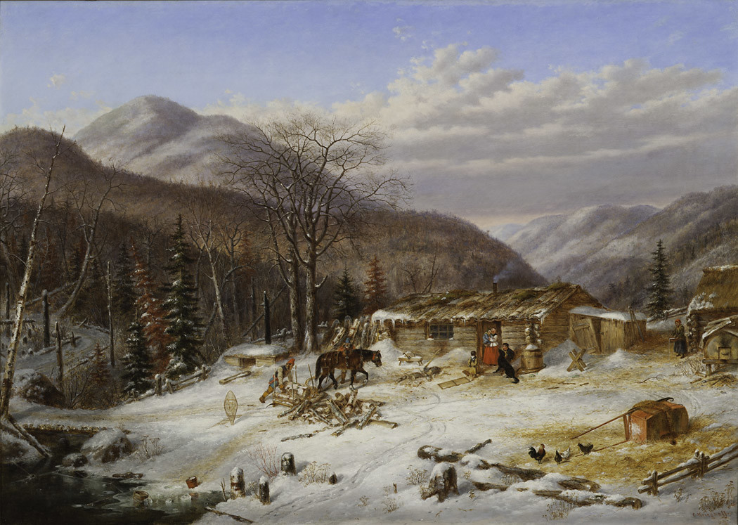 Cornelius Krieghoff (1815-1872)  |  The First Snow / Canadian Homestead, c. 1856