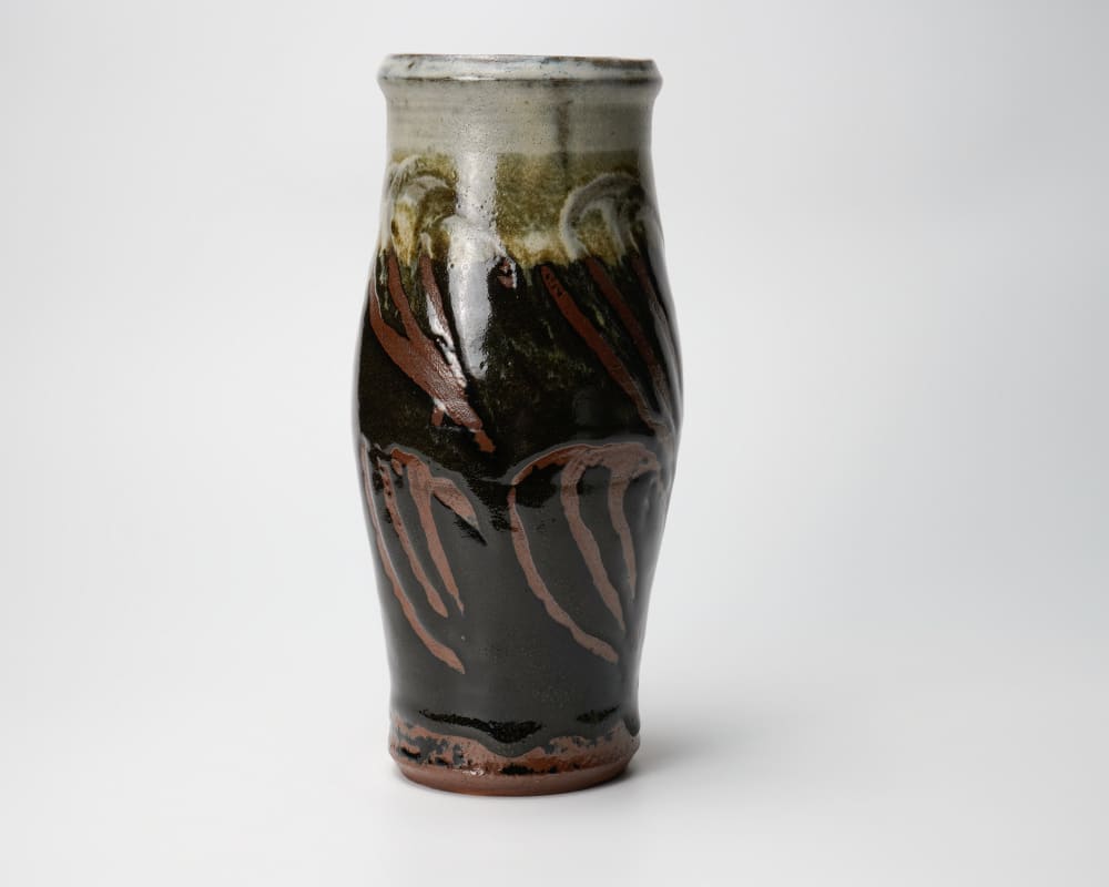 Hamada Shoji 濱田庄司, Hexagonal Vase with Persimmon Glaze