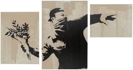 Banksy Love Is In The Air Flower Thrower Canvas, 2002 | Guy