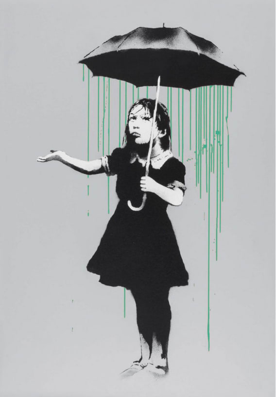 Banksy, Nola Umbrella Girl Blue Green, 2008 | Guy Hepner