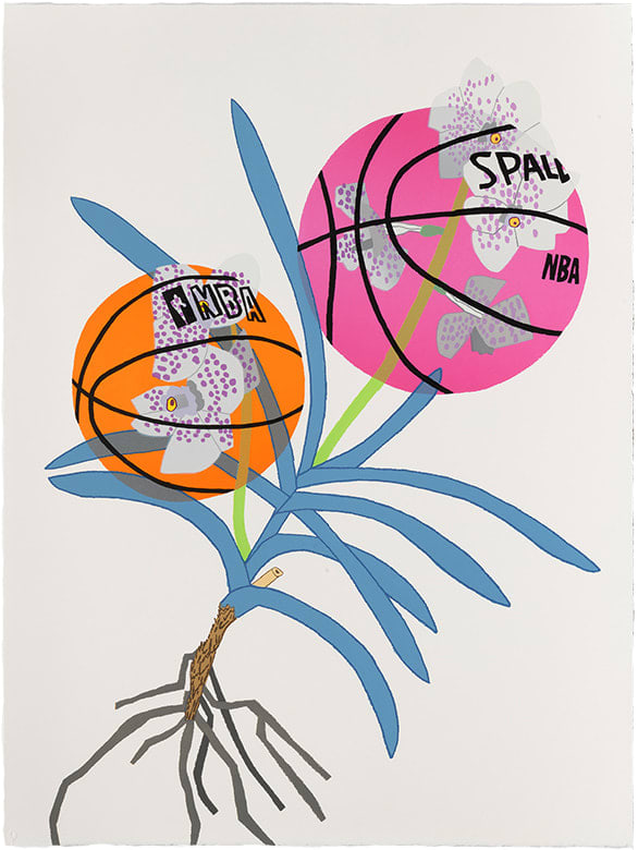 Jonas Wood, Double Basketball Orchid 2 (state II), 2020 | Guy Hepner