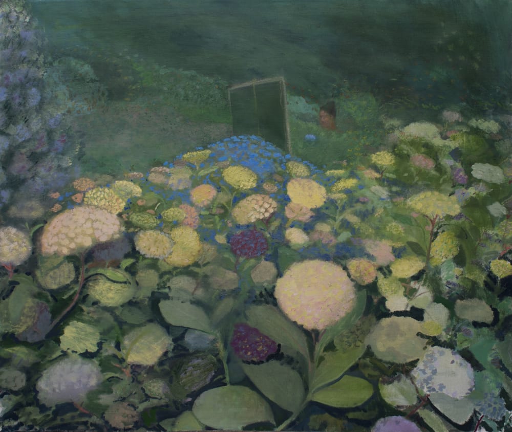Abigail Dudley, Mountain Flowers, 2022 Oil on linen 38 x 32 in