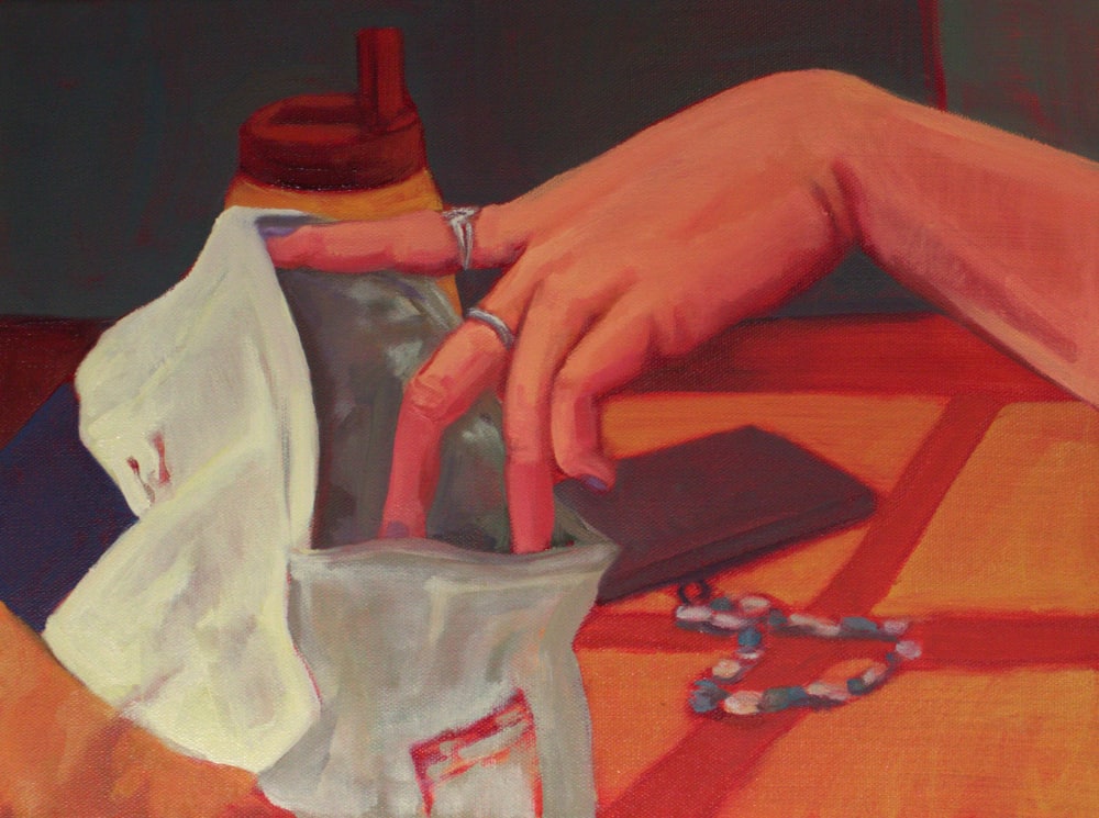 Eva Lewis, 2024, Chip Bag, oil and acrylic on canvas, 12 x 16in