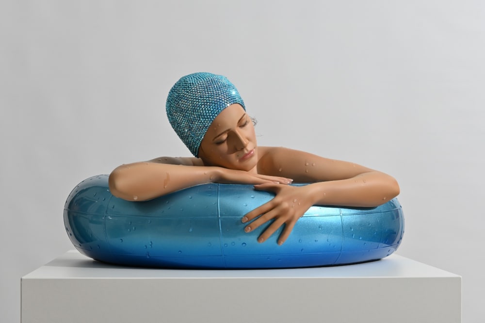 Carole A. Feuerman - Serenity (Table-Top) w/ Cherry Suit and Pearl White Cap w/ 24k Gold Rim, 2021-24