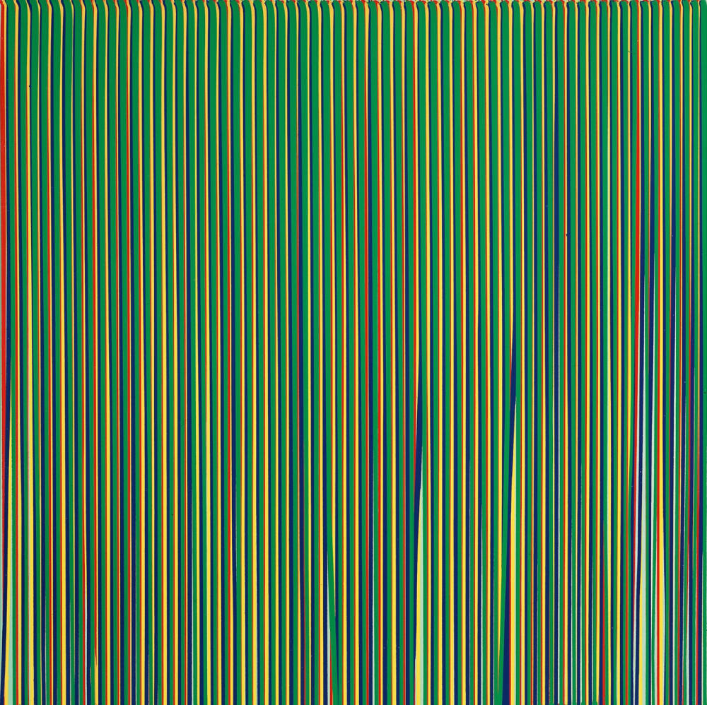 Poured Lines: Light Green, Red, Yellow, Blue and Green, 1995