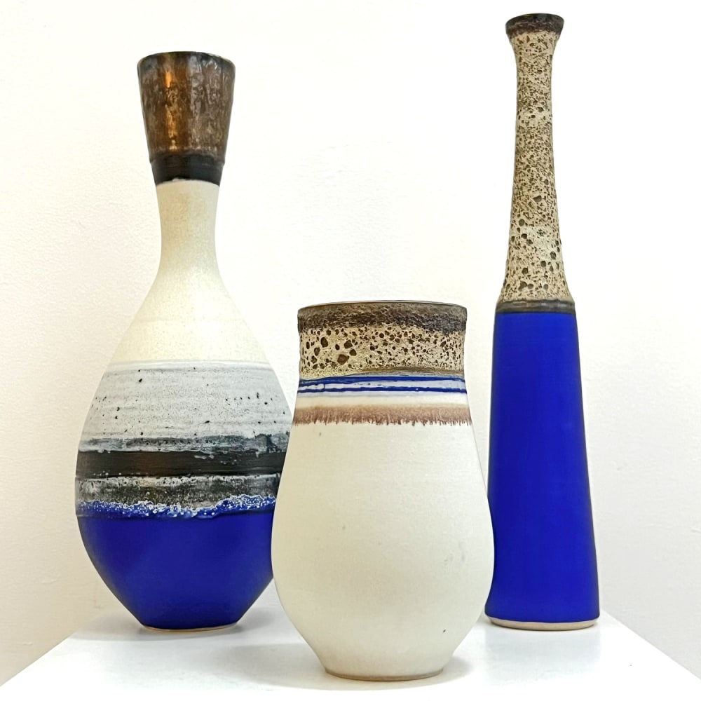 Emma Baldwin group of ceramic vases at Sarah Wiseman Gallery