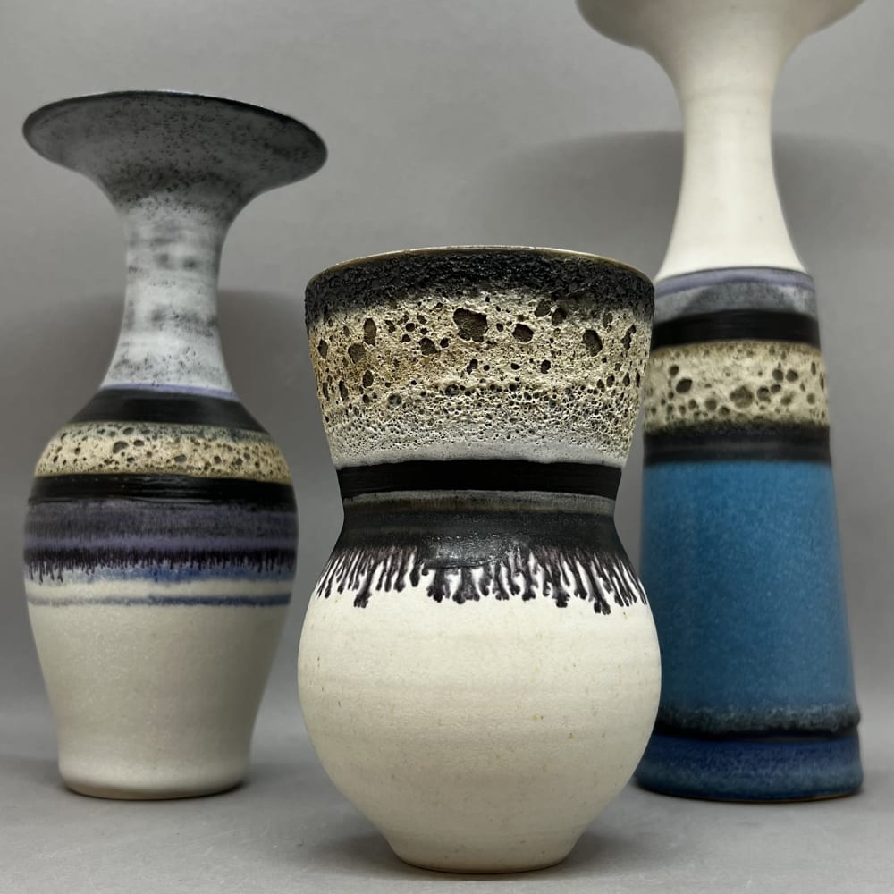 Emma Baldwin group of ceramic vases at Sarah Wiseman Gallery