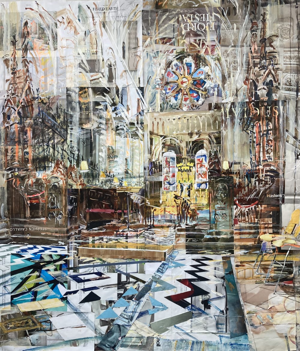 Alison Pullen mixed media collage painting of Oxford's Christ Church Cathedral