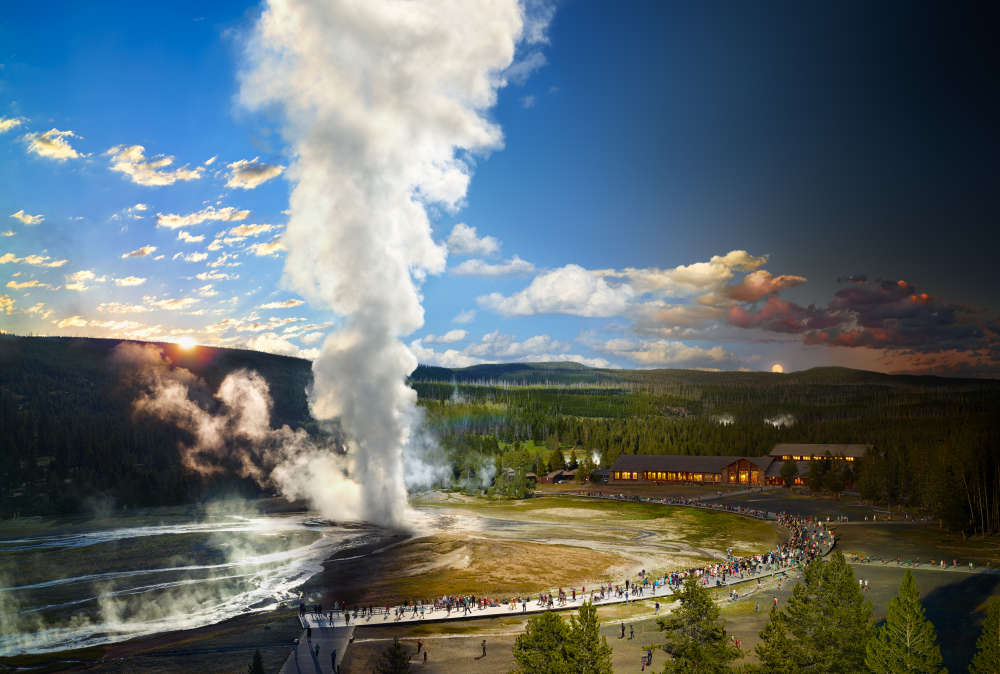 Stephen Wilkes, Old Faithful, Yellowstone National Park, Wyoming, Day to Night, 2015