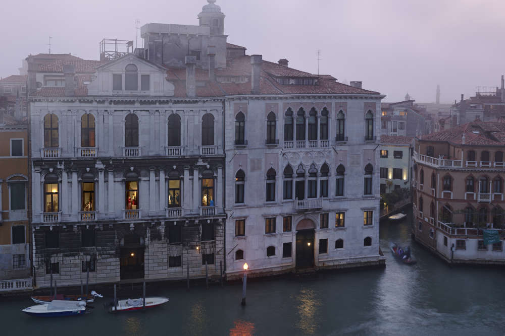 Gail Albert Halaban, Mom, Dad, Three Boys, and a Dog on the Grand Canal, Dorsoduro, Venice, Italy, 2018