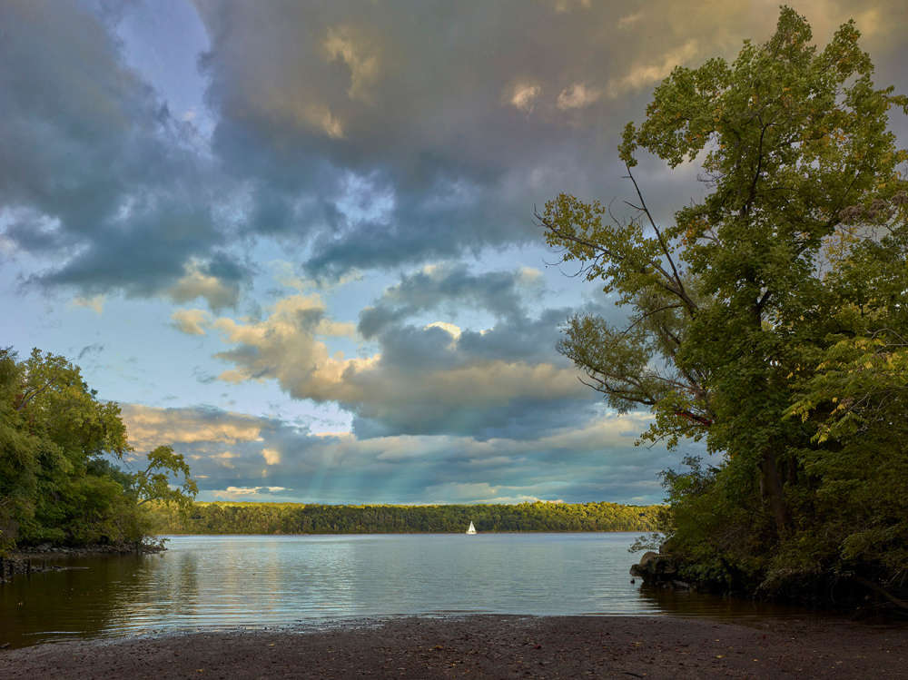 Andrew Moore, Sojourner Cove with Sailboat, 2023