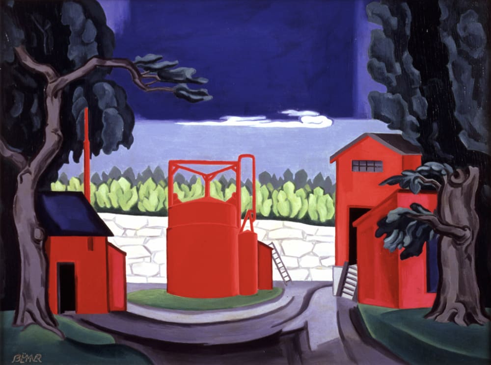 Oscar Bluemner, Pagoda (Red Tank West Quincy), 1922-27