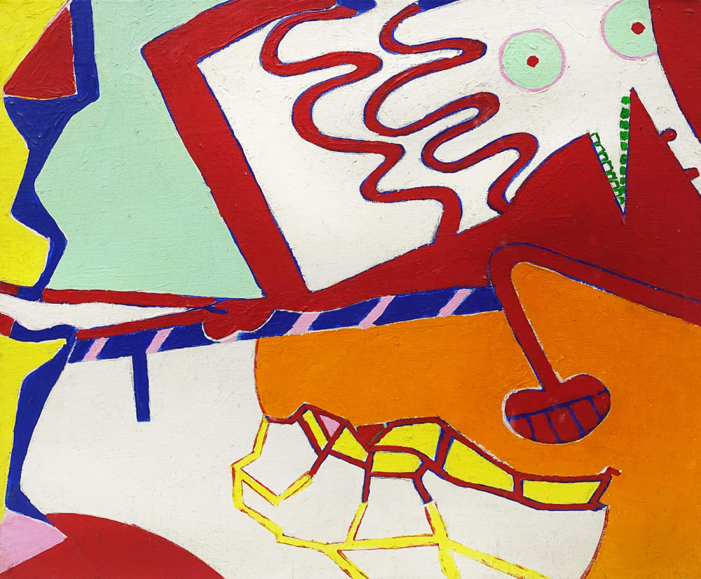 Knox Martin, Reclining Woman, 1975, Acrylic and graphite on paper mounted on linen, 13 1/8 x 15 inches. © Knox Martin/VAGA at ARS, NY.