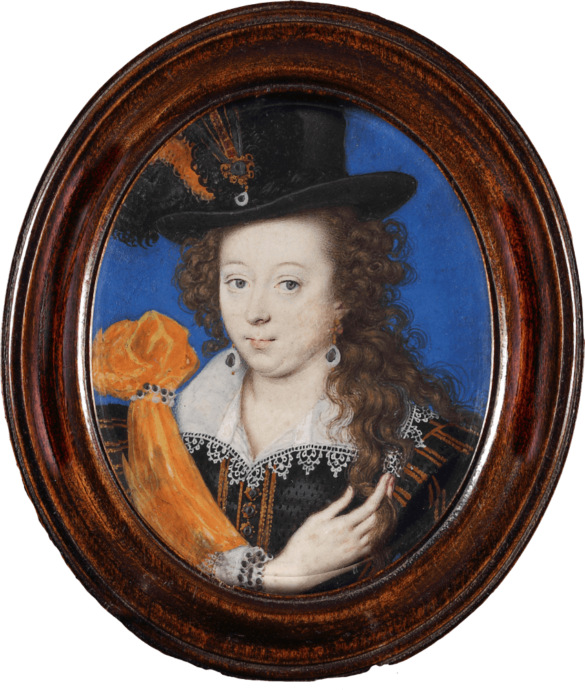 Isaac Oliver, portrait miniature of a lady with hat