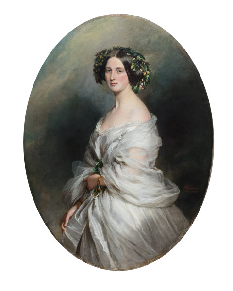 <div class="artist"><strong>Franz Xaver Winterhalter</strong></div><div class="title_and_year"><em>Portrait of Therese Freifrau von Bethmann, née Freiin Vrints von Treuenfeld</em>, <span class="title_and_year_year">1850</span></div><div class="medium">Oil on canvas</div><div class="dimensions">130 x 100 cm (51 1/8 x 39 3/8 in.)<br/>
With frame: 183 x 137 x 16 cm (72 1/8 x 54 x 6 1/4 in.)</div>