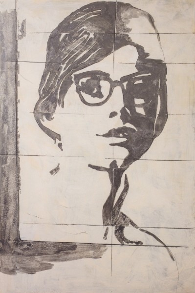 <div class="artist"><strong>Giosetta Fioroni</strong></div><div class="title_and_year"><em>Gli Occhiali (The Glasses)</em>, <span class="title_and_year_year">1968</span></div><div class="medium">Graphite, enamel and aluminium on canvas</div><div class="dimensions">130 x 85 cm (51 1/8 x 33 1/2 in.)<br/>
With frame: 149 x 105.5 cm (58 5/8 x 41 1/2 in.)</div>