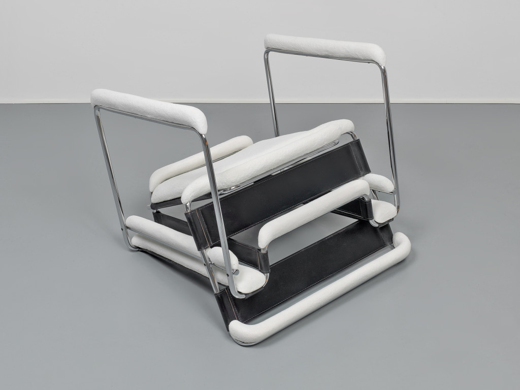 Up side down Breuer chair after a couple of inches of snowfall