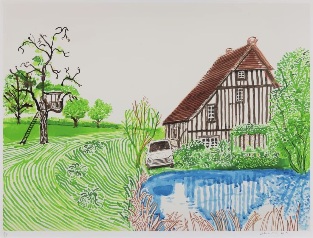 David Hockney In Front of House Looking East, 2019