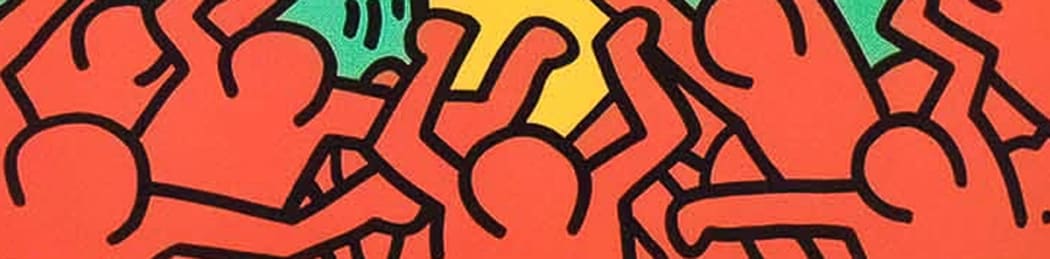 Close up of Haring Figure print