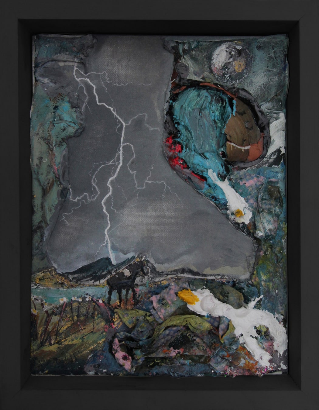 Paul Newman, 'Devil's Island' 2017, Wood, canvas board, fabric, acrylic paint, shells.