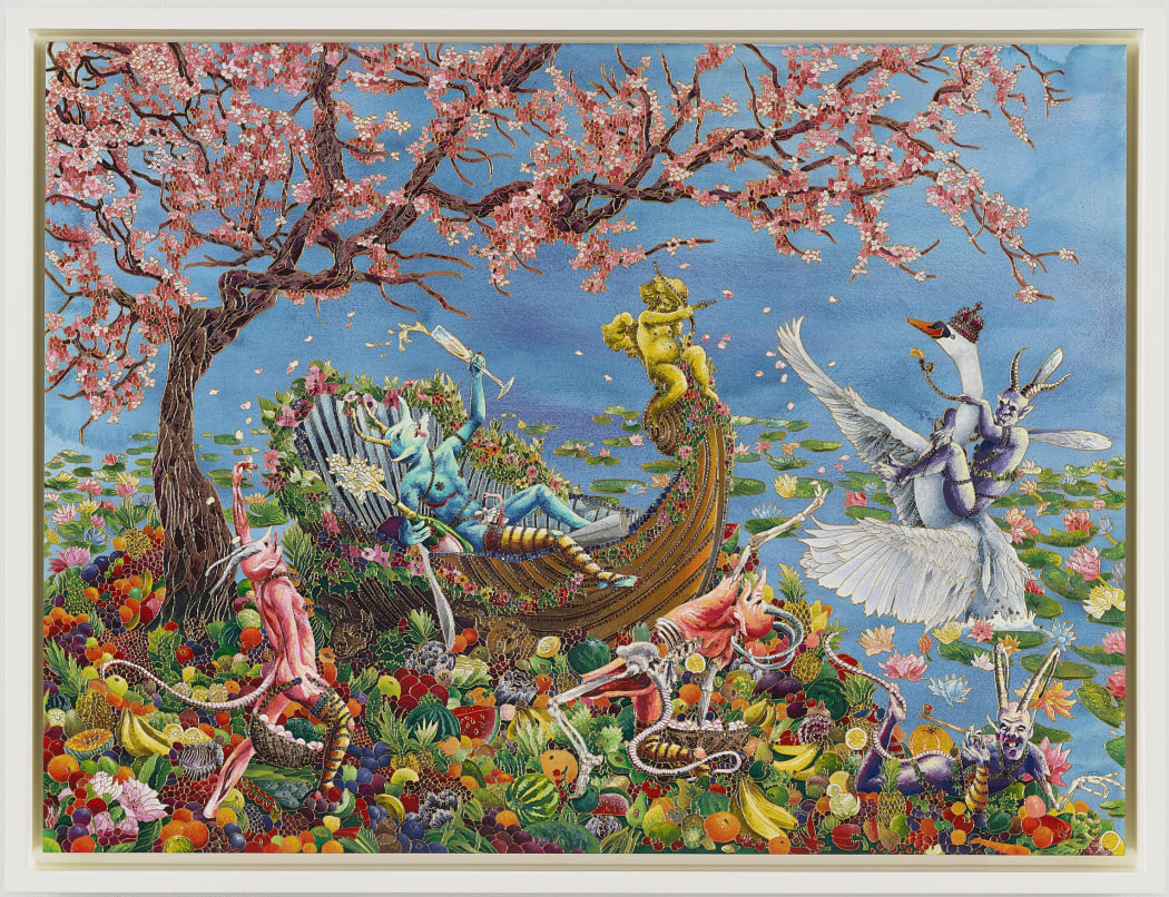 Raqib Shaw "Ludwig fantasy suite...drunk on the wine of the beloved", 2018