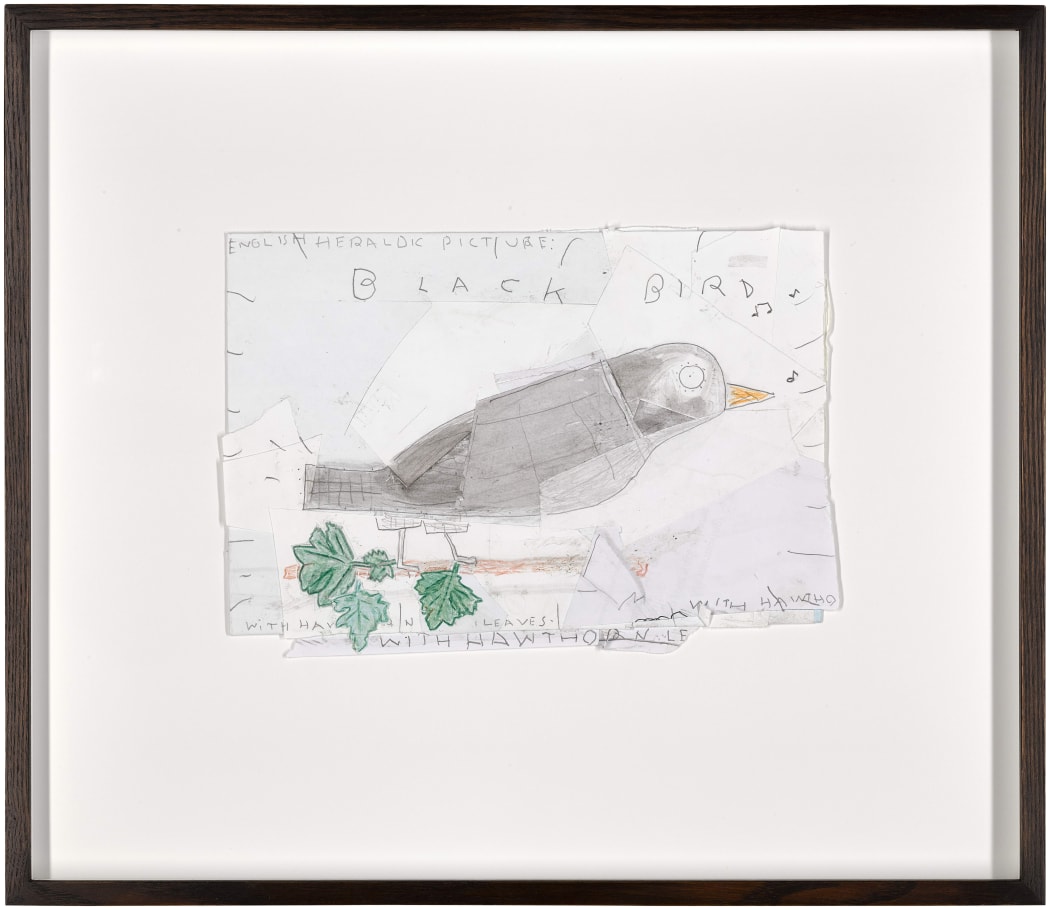 Black Bird with Hawthorn Leaves artwork by Rose Wylie, 2015