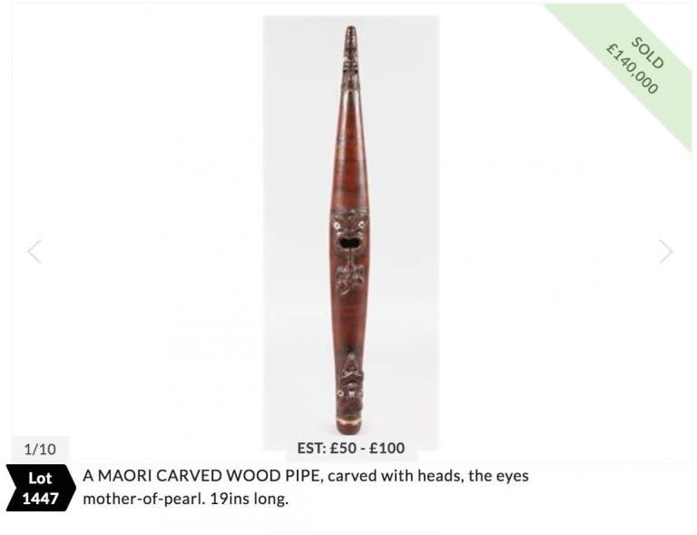 Auction ‘surprise’ of the day: a rediscovered Maori flute (putorino)
