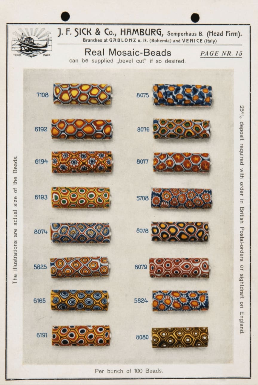 Trade beads from J.F. Sick & Co at the Tropenmuseum