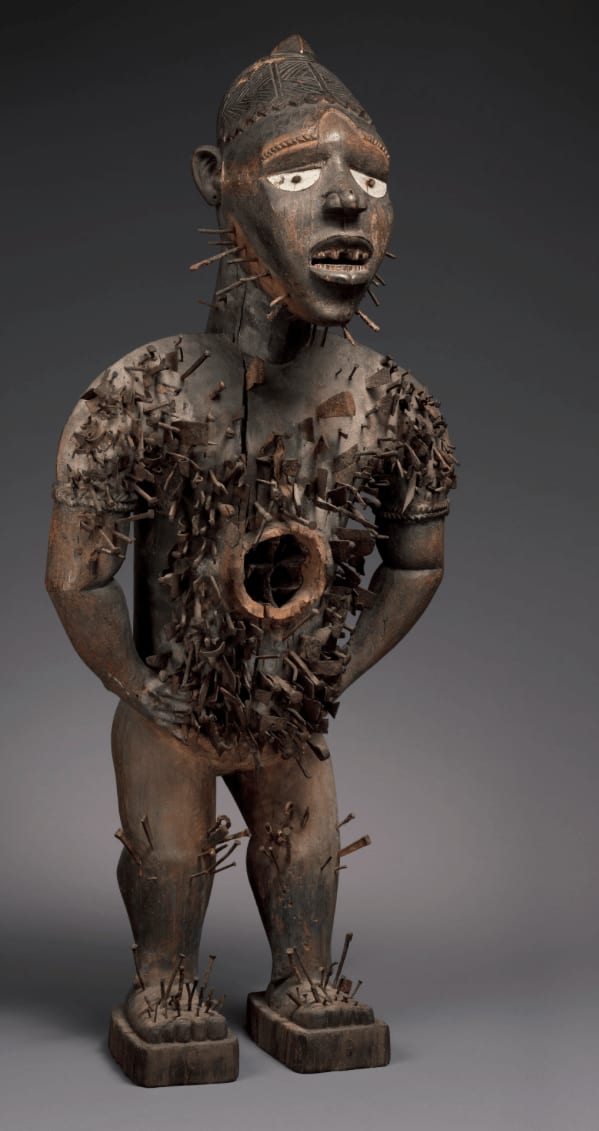 Kongo nkisi nkondi power figure (mangaaka). Height: 118 cm. Image courtesy of the Metropolitan Museum of Art (2008.30).