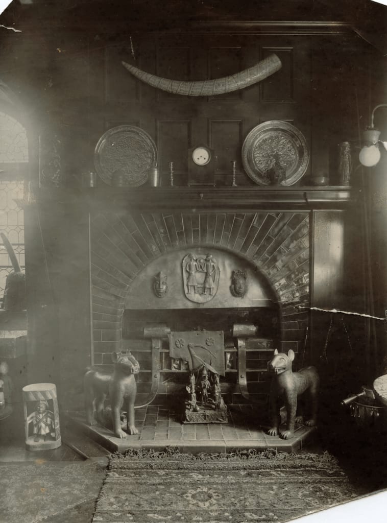 Benin treasures on a pre-1930 interior photo