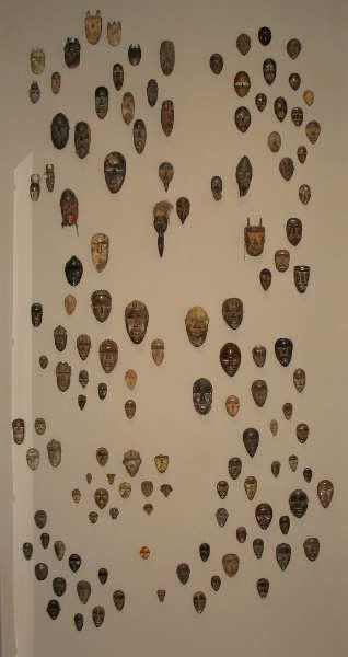 Various Dan, Mano, Bassa, Toma, Kpelle (and others) miniature masks from Liberia and Ivory Coast. On loan to the Yale University Art Gallery from the James J. Ross collection. Image: BC, November 2009.