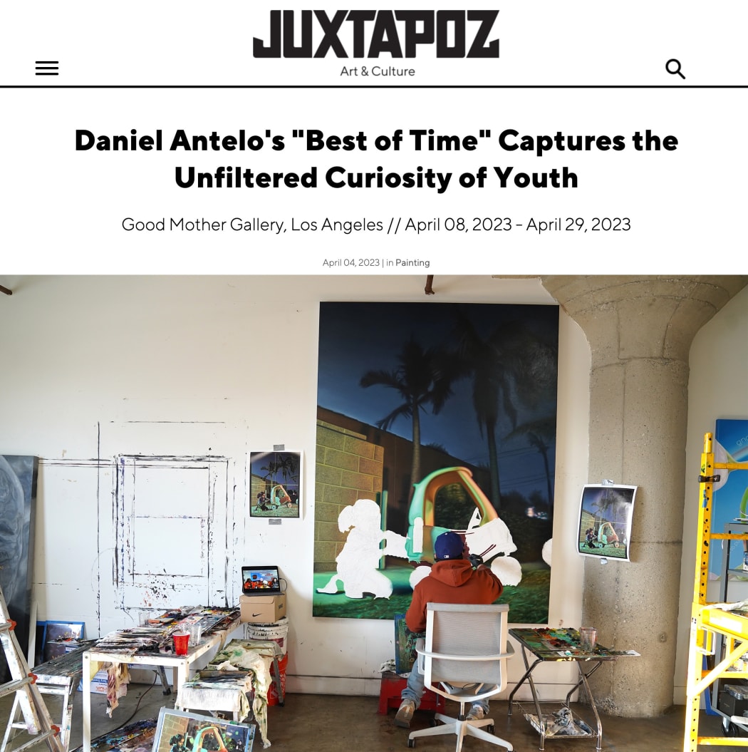 Screenshot of an article from Juxtapoz Magazine featuring Daniel Antelo