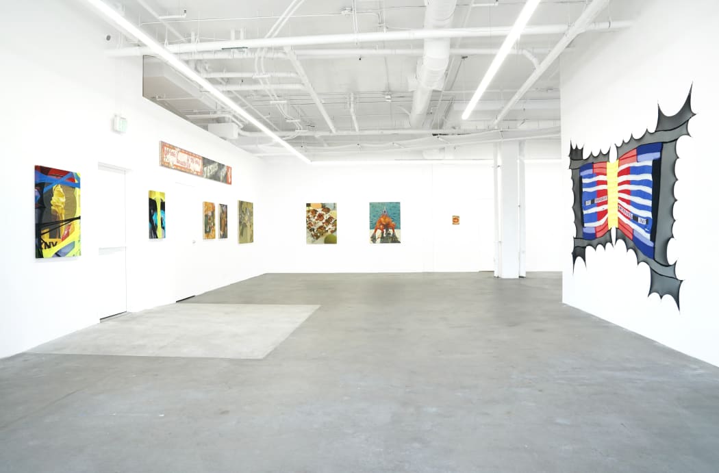 installation view of the gallery with paintings on the walls